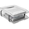 Acrimet Traditional 2 Tier Letter Tray, Front Load Design, A4 Letter Size, Desktop Organizer (Plastic) (Clear Crystal Color)