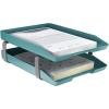 Acrimet Traditional 2 Tier Letter Tray, Front Load Design, A4 Letter Size, Desktop Organizer (Plastic) (Solid Green Color)