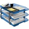 Acrimet Traditional 3 Tier Letter Tray, Front Load Design, A4 Letter Size, Desktop Organizer (Plastic) (Clear Blue Color)