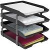 Acrimet Traditional 4 Tier Letter Tray, Front Load Design, A4 Letter Size, Desktop Organizer (Plastic) (Black Color)