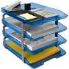 Acrimet Traditional 4 Tier Letter Tray, Front Load Design, A4 Letter Size, Desktop Organizer (Plastic) (Clear Blue Color)