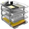 Acrimet Traditional 4 Tier Letter Tray, Front Load Design, A4 Letter Size, Desktop Organizer (Plastic) (Clear Crystal Color)