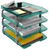 Acrimet Traditional 4 Tier Letter Tray, Front Load Design, A4 Letter Size, Desktop Organizer (Plastic) (Clear Green Color)