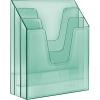 Acrimet Vertical Triple File Folder Holder Organizer, File Sorter (Plastic) (Clear Crystal Color)(Clear Green)