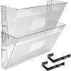Acrimet Wall Mount Pocket File Organizer Holder Modular Letter Size A4 Plastic (Hangers Included) (Clear Crystal Color) (2 Pack)