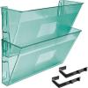 Acrimet Wall Mount Pocket File Organizer Holder Modular Letter Size A4 Plastic (Hangers Included) (Clear Green Color) (2 Pack)(Clear Green)