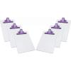 Acrimet White Clipboard Memo Size A5 (9 1/16” x 6 5/16”) Premium Metal Clip (Hardboard) (Purple Color Clip) (6 Pack)