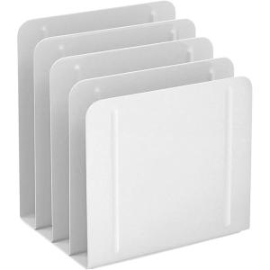 Acrimet 4 Section Vertical Metal File Sorter, Desktop File Organizer, Compact and Efficient Solution for Papers & Folders – White Color