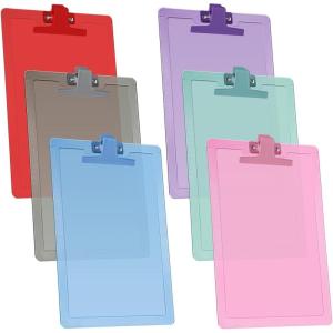 Acrimet Clipboard Letter Size A4 (13 3/8” x 9 7/16”) Premium Metal Clip with Side Rulers (Plastic) (Assorted Color) (6 Pack)