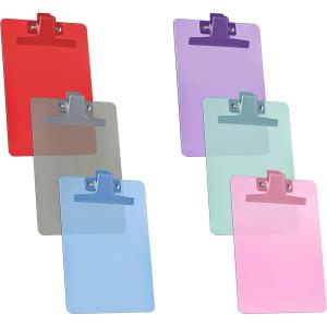 Acrimet Clipboard Memo Size A5 (9 1/4″ x 6 1/3″) Premium Metal Clip (Plastic) (Assorted Color) (6 Pack)