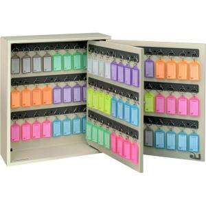 Acrimet Key Cabinet Organizer 96 Positions with Lock (Wall Mount) (96 Multicolored Tags Included) (Beige Cabinet)