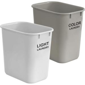 Acrimet Laundry Hamper, Set of 2 Sorter Baskets 27 QT, White for Light Clothes and Gray for Colored Clothes, Plastic