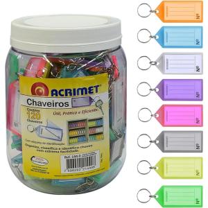 Acrimet Plastic Key Tag with Metal Ring and Label Window (Assorted Colors) (24 Pack)(120 pack)