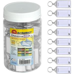 Acrimet Plastic Key Tag with Metal Ring and Label Window (Crystal Color) (60 Pack)