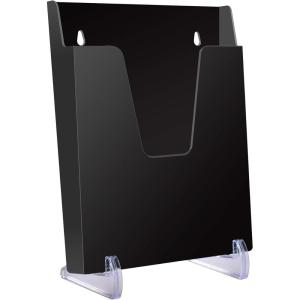 Acrimet Pocket File Holder Vertical Design Brochure Display (for Wall Mount or Countertop Use) (Removable Supports Included) (Letter Size) (Black Color)