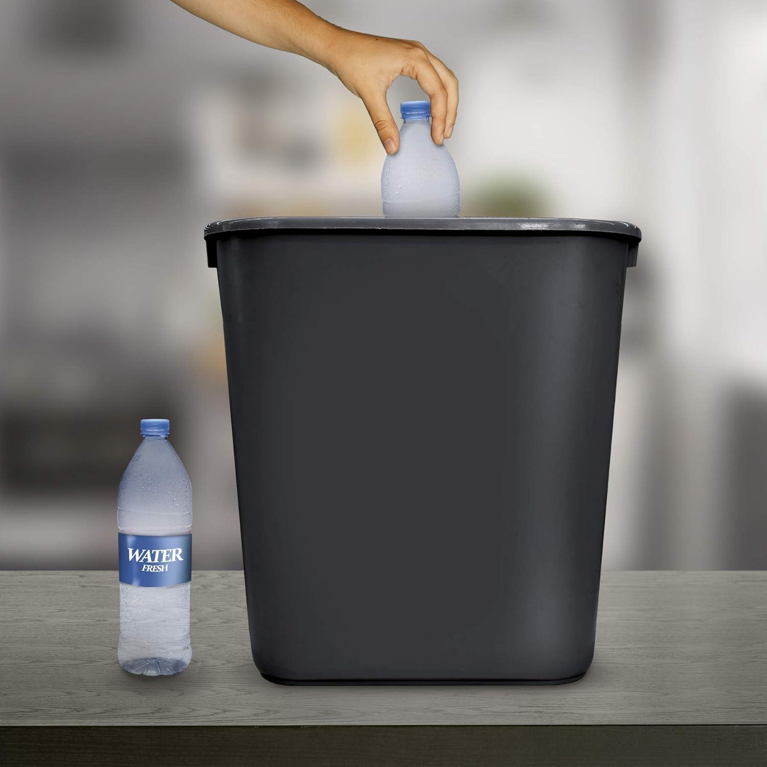 imageAcrimet Set of 2 Wastebasket Trash Can Garbage Bin Desk Side Bin 675 Gallons 27 Quarts 255 Liters Plastic Black