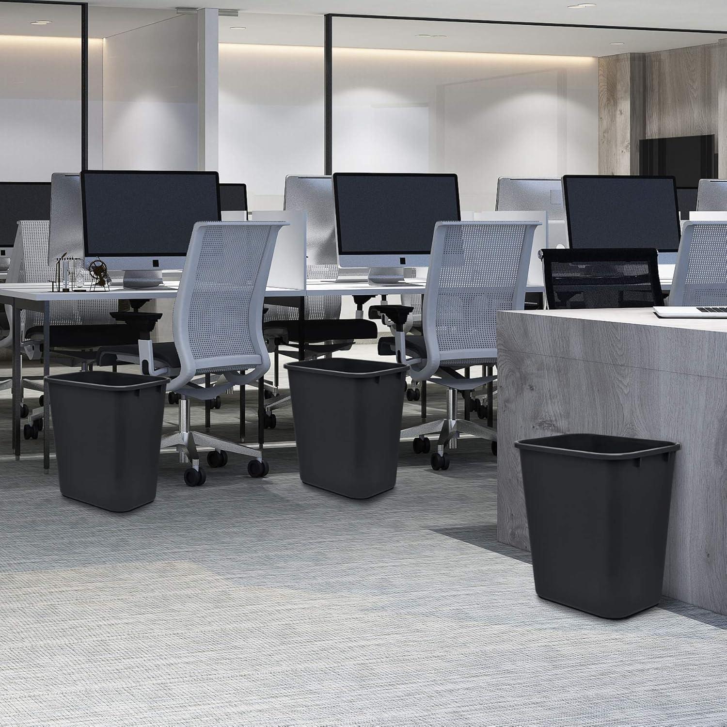 imageAcrimet Set of 2 Wastebasket Trash Can Garbage Bin Desk Side Bin 675 Gallons 27 Quarts 255 Liters Plastic Black