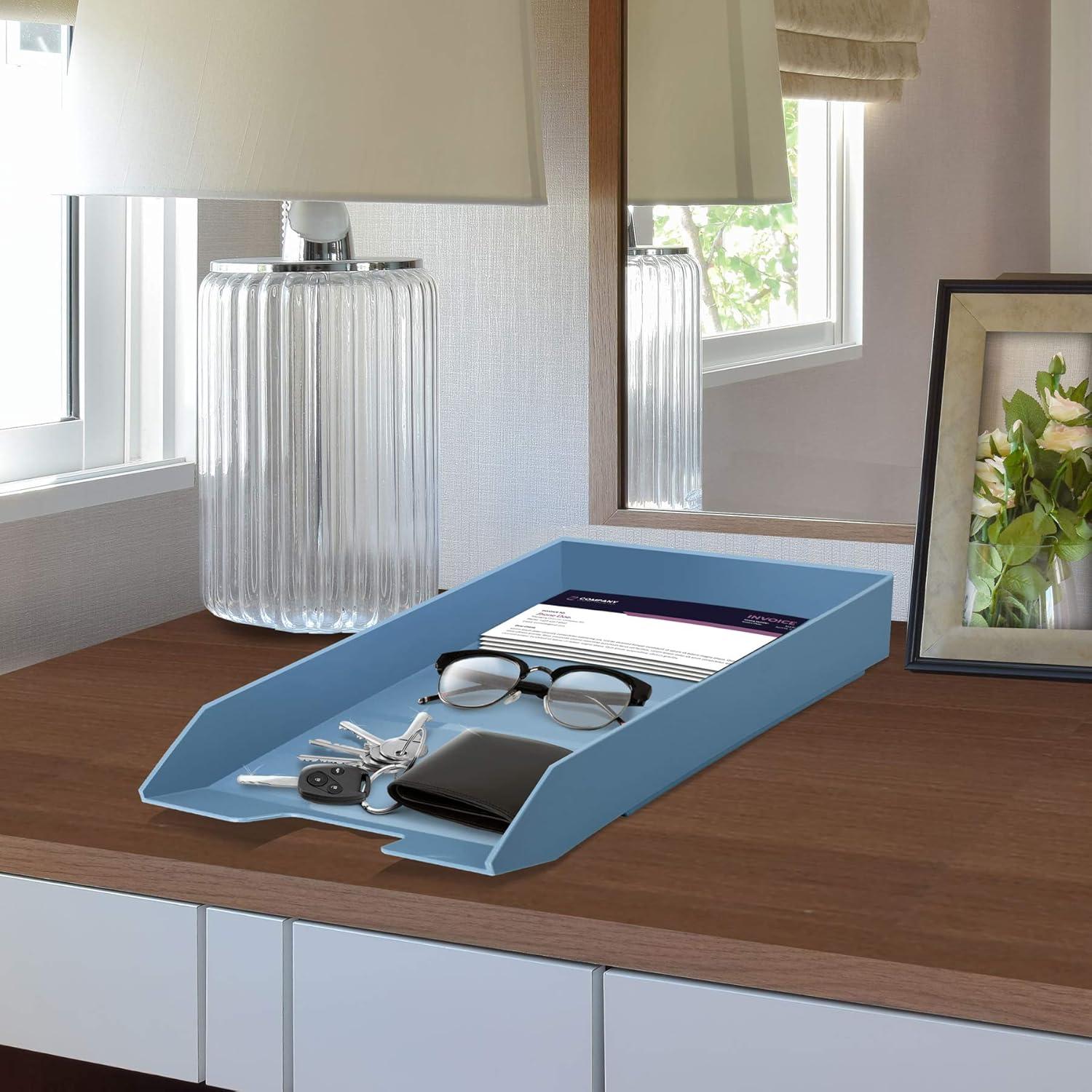 imageAcrimet Stackable Letter Tray Front Load Letter Size Plastic Solid Blue Color 1 Unit14 x 98 x 17