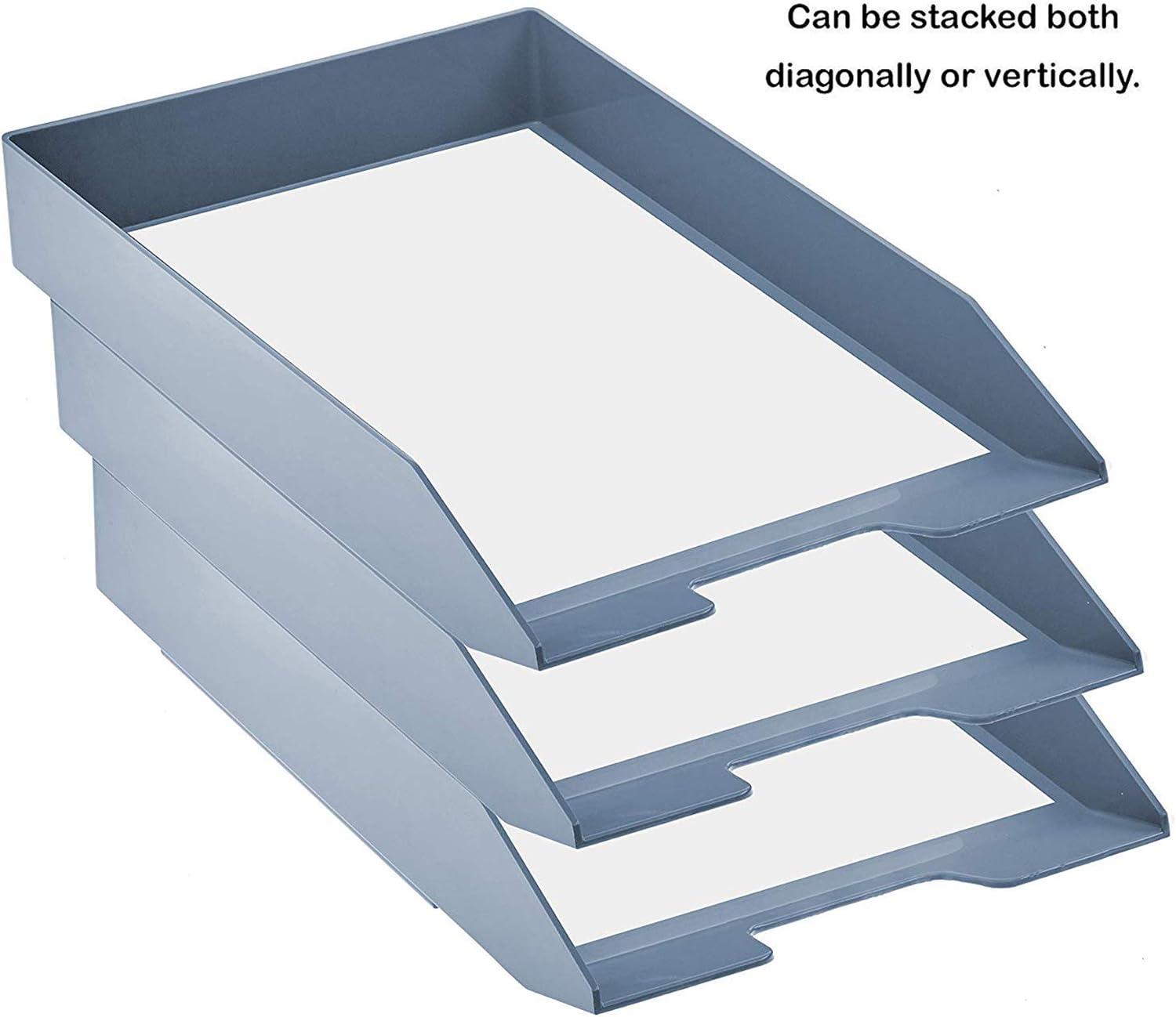 imageAcrimet Stackable Letter Tray Front Load Letter Size Plastic Solid Blue Color 1 Unit14 x 98 x 17