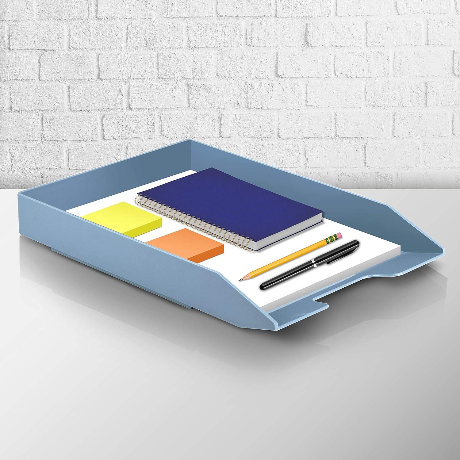 imageAcrimet Stackable Letter Tray Front Load Letter Size Plastic Solid Blue Color 1 Unit14 x 98 x 17