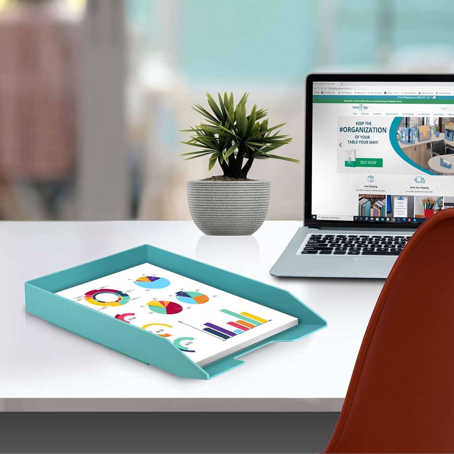 imageAcrimet Stackable Letter Tray Front Load Letter Size Plastic Solid Green Color 1 Unit