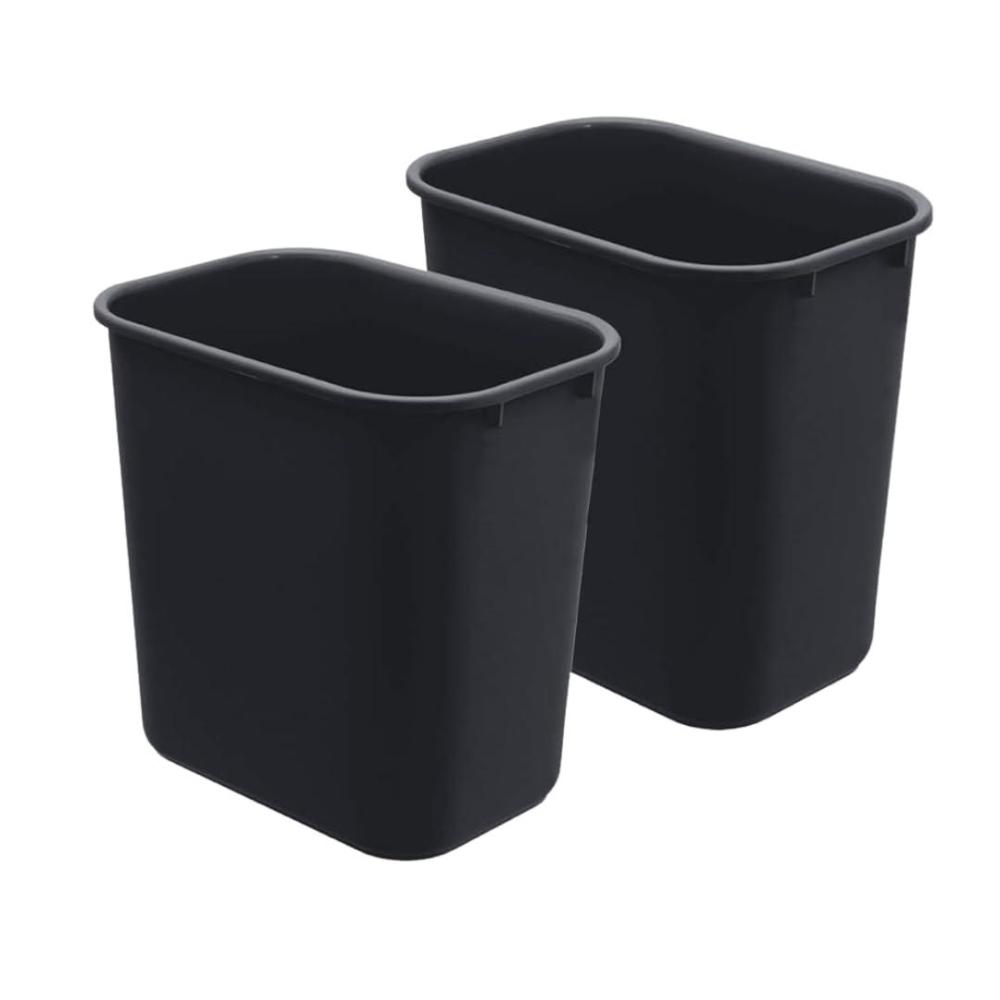 imageAcrimet Set of 2 Wastebasket Trash Can Garbage Bin Desk Side Bin 675 Gallons 27 Quarts 255 Liters Plastic Black