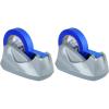 Acrimet Premium Desktop Tape Dispenser Jumbo, Plastic, Non-Skid Base (Heavy Duty) (Platinum Silver Color) (Pack of 2)(Grande (Pack of 2))
