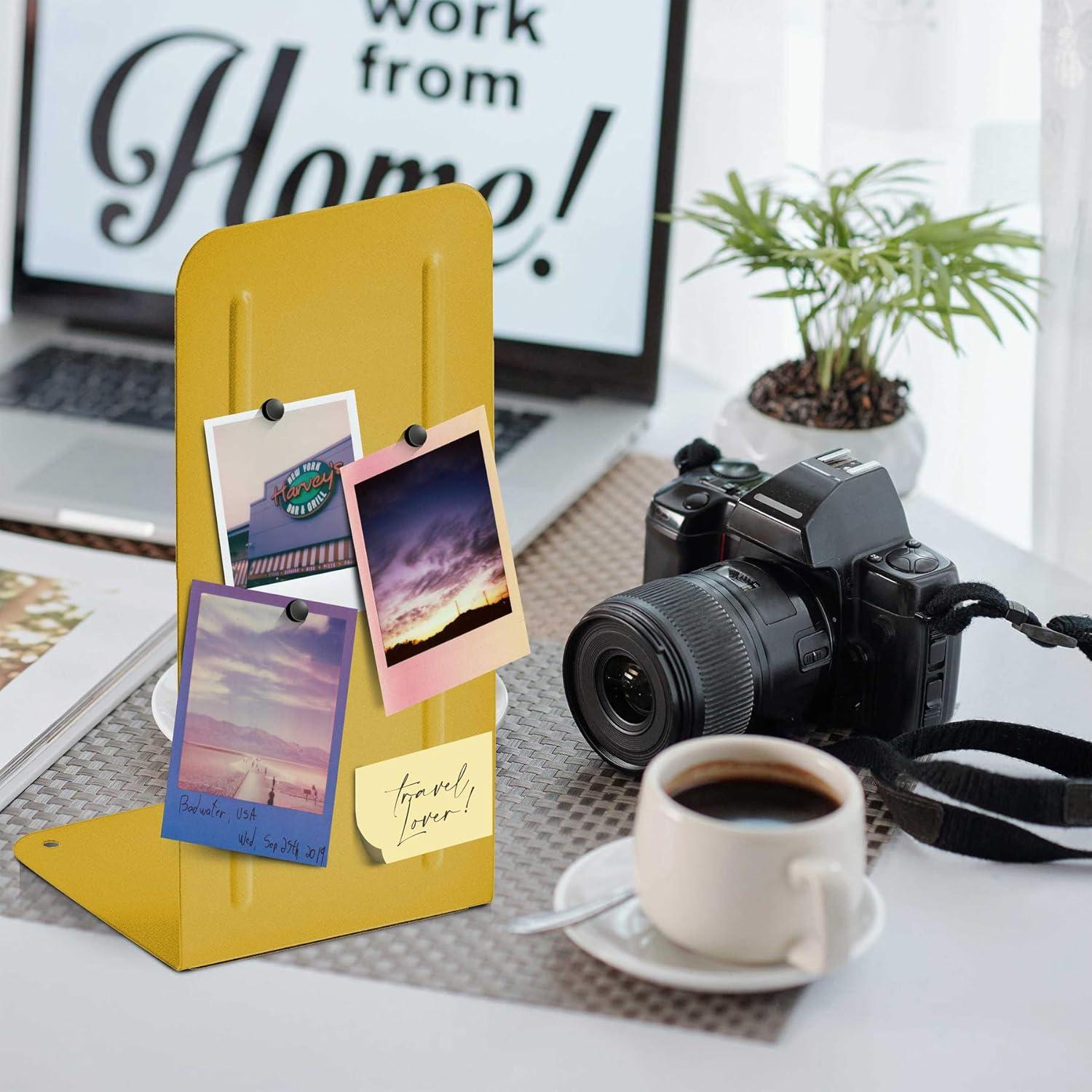 imageAcrimet Metal Bookends Jumbo Size 9quot H x 4quot W x 412quot D NonSkid Book Stand for Shelves Heavy Duty Book Stopper Yellow 1 Pair Pack of 29 H x 4 W x 45 D