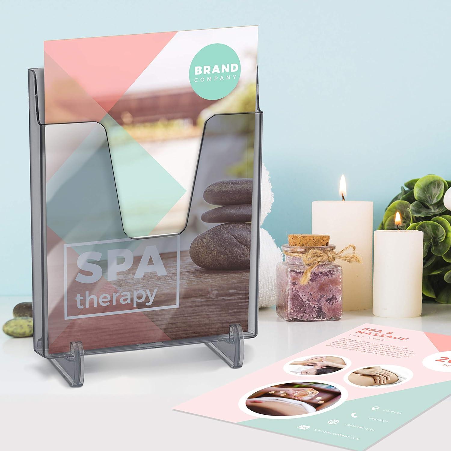 imageAcrimet Pocket File Holder Vertical Design Brochure Display for Wall Mount or Countertop Use Removable Supports Included Letter Size Smoke Color Pack of 2Letter