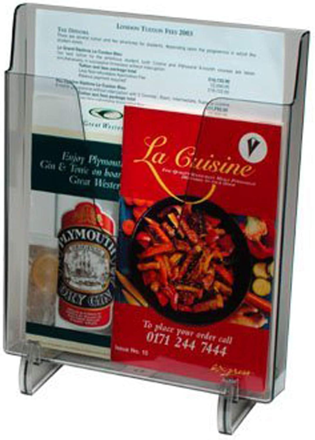 imageAcrimet Pocket File Holder Vertical Design Brochure Display for Wall Mount or Countertop Use Removable Supports Included Letter Size Smoke Color Pack of 2Letter Pack of 2