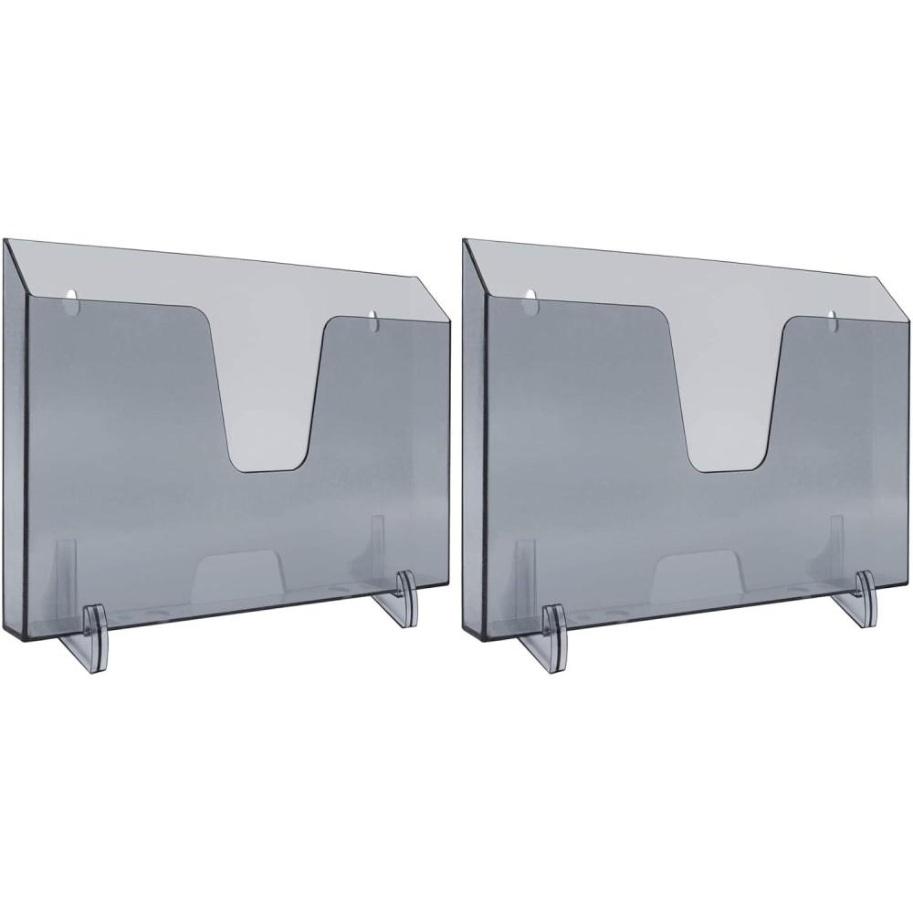 imageAcrimet Pocket File Holder Horizontal Design Brochure Display for Wall Mount or Countertop Use Removable Supports Included Letter Size Smoke Color Pack of 2Letter Pack of 2