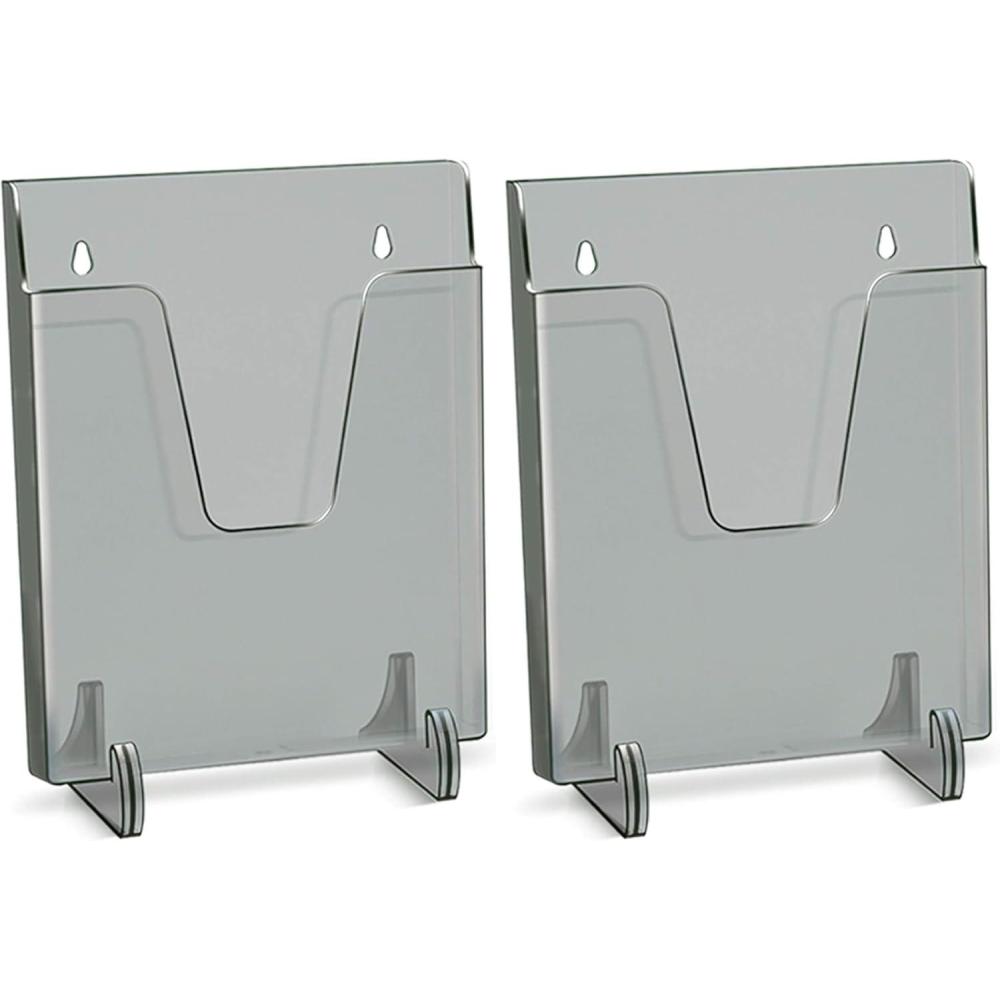 imageAcrimet Pocket File Holder Vertical Design Brochure Display for Wall Mount or Countertop Use Removable Supports Included Letter Size Smoke Color Pack of 2Letter Pack of 2