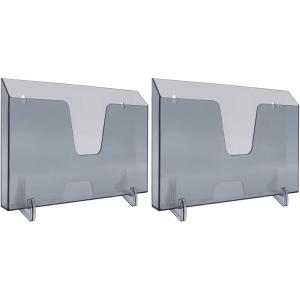 Acrimet Pocket File Holder Horizontal Design Brochure Display (for Wall Mount or Countertop Use) (Removable Supports Included) (Letter Size) (Smoke Color) (Pack of 2)(Letter (Pack of 2))