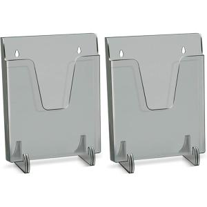 Acrimet Pocket File Holder Vertical Design Brochure Display (for Wall Mount or Countertop Use) (Removable Supports Included) (Letter Size) (Smoke Color) (Pack of 2)(Letter (Pack of 2))