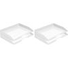 Acrimet Stackable Letter Tray 2 Tier Side Load, Plastic, Desktop File Organizer (White Color) (Pack of 2)