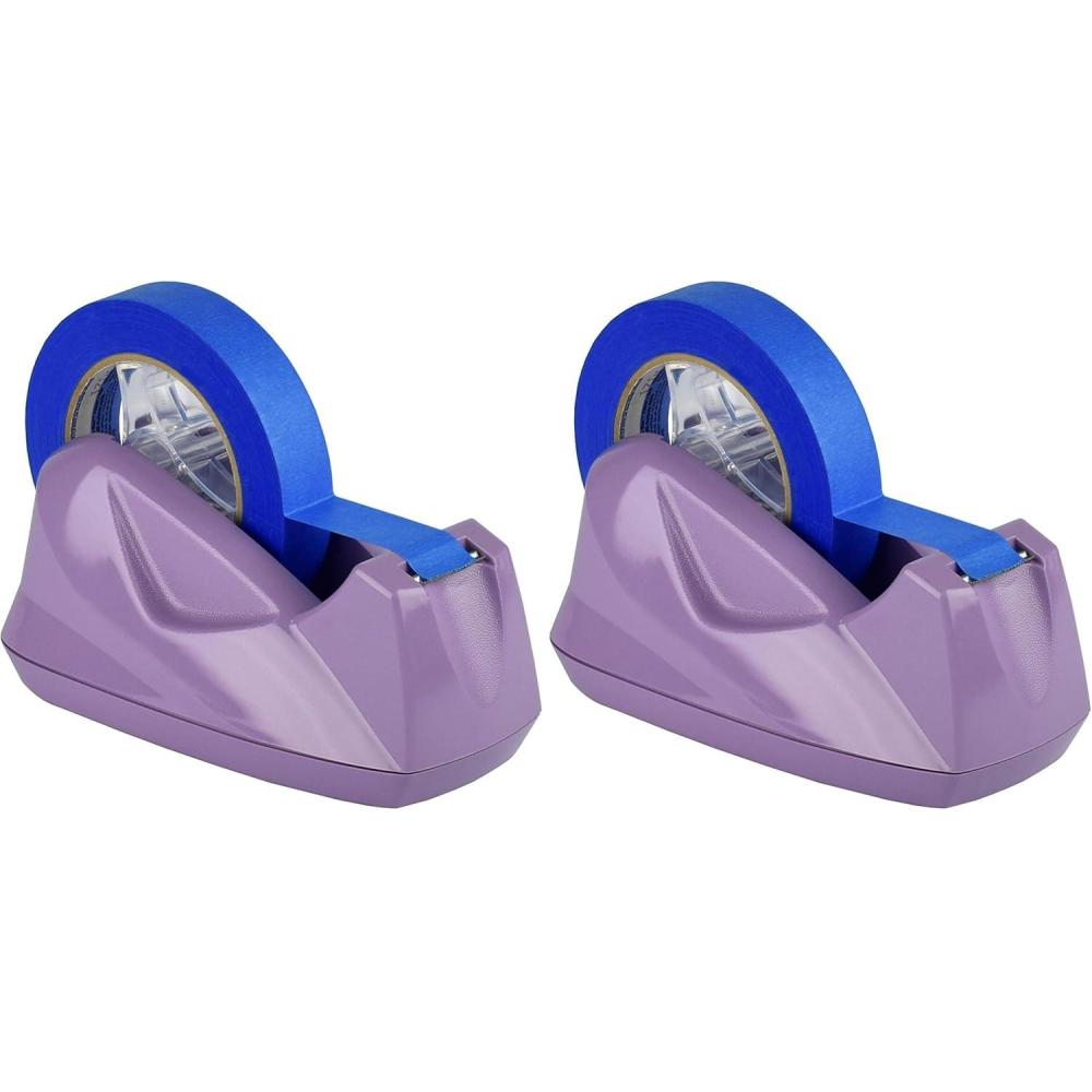 imageAcrimet Premium Desktop Tape Dispenser Jumbo Plastic NonSkid Base Heavy Duty Purple Color Pack of 2grande Pack of 2