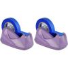 Acrimet Premium Desktop Tape Dispenser Jumbo, Plastic, Non-Skid Base (Heavy Duty) (Purple Color) (Pack of 2)(grande (Pack of 2))