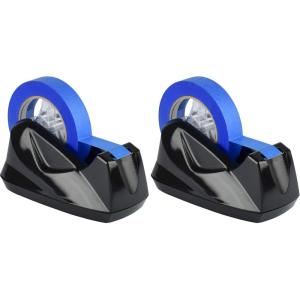 Acrimet Premium Desktop Tape Dispenser Jumbo, Plastic, Non-Skid Base (Heavy Duty) (Black Color) (Pack of 2)
