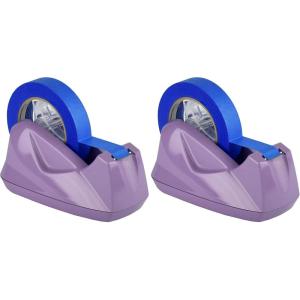 Acrimet Premium Desktop Tape Dispenser Jumbo, Plastic, Non-Skid Base (Heavy Duty) (Purple Color) (Pack of 2)(grande (Pack of 2))