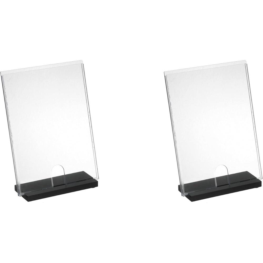 imageAcrimet Tabletop Sign Holder Display 9 18quot x 12 12quot with Base A4  Letter Size 2 Pack Clear Crystal Color