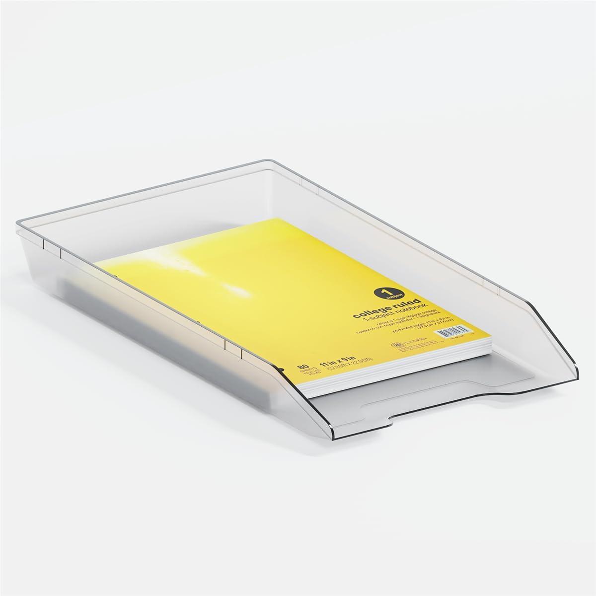image:imageAcrimet Legal Size Paper Tray Made in USA Plastic Desk File Organizer FrontLoad Document Tray for Office Home and School Clear Crystal