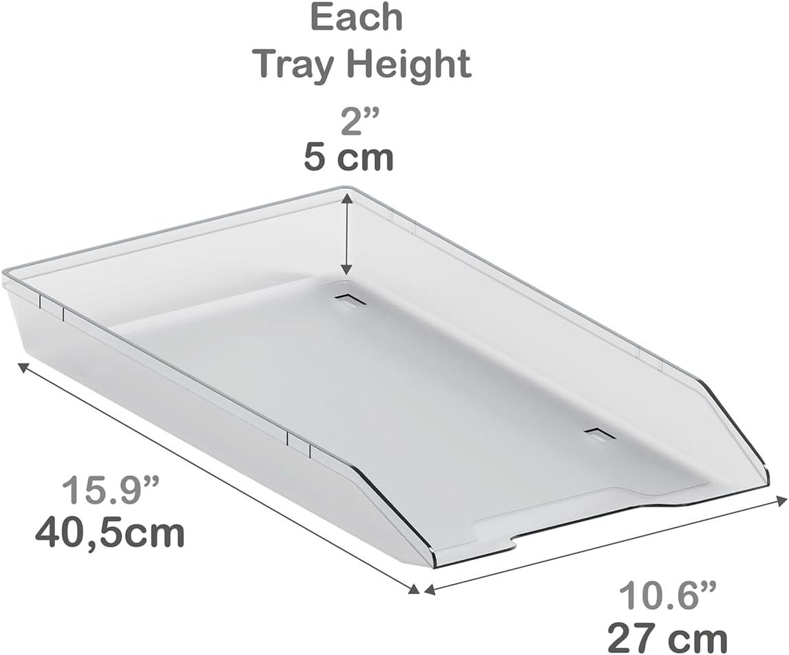 image:imageAcrimet Legal Size Paper Tray Made in USA Plastic Desk File Organizer FrontLoad Document Tray for Office Home and School Clear Crystal