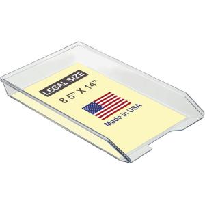 Acrimet Legal Size Paper Tray, Made in USA, Plastic Desk File Organizer, Front-Load Document Tray for Office, Home and School, Clear Crystal