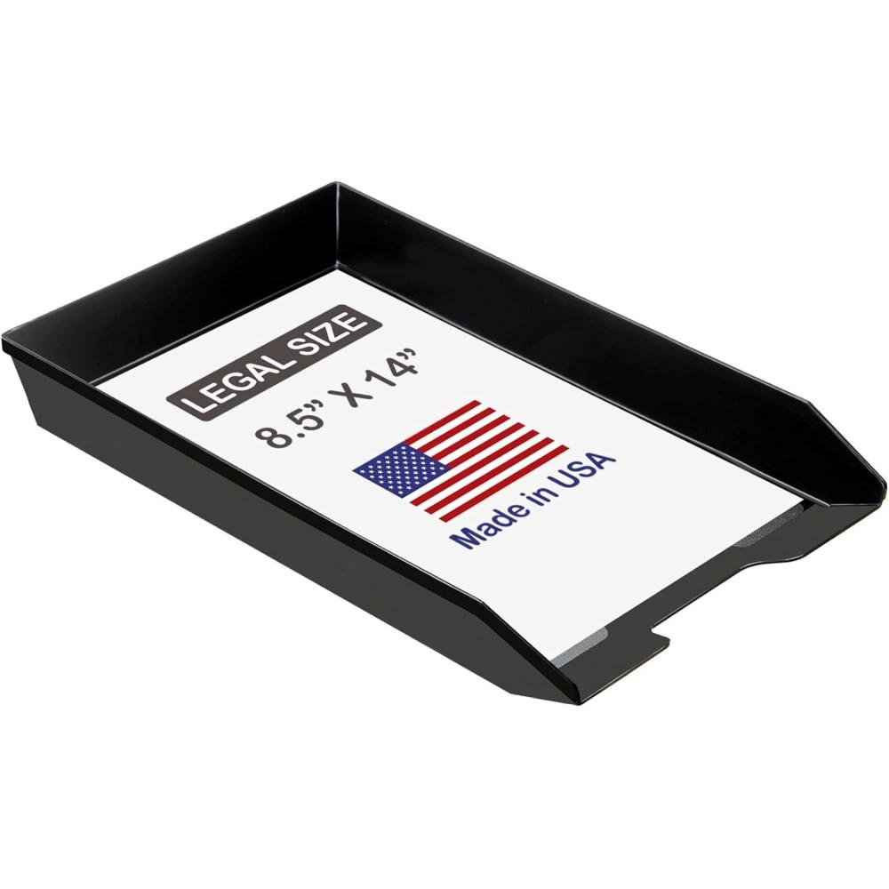 image:imageAcrimet Legal Size Paper Tray Made in USA Plastic Desk File Organizer FrontLoad Document Tray for Office Home and School Black